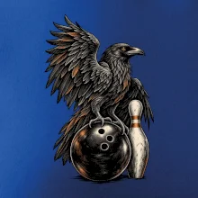 Bowling havran s koulí a kuželkou