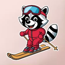 Mýval na lyžích - kreslený