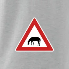 Dopravní značka - Pozor pasoucí se kůň