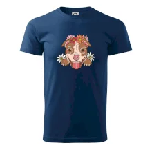 Americký stafordširský teriér hlava s květinami