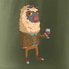 Alpaka s vínem muž