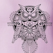 Steampunk sova černobílá