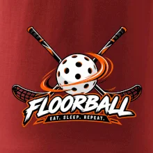 Florbalové hokejky s děrovaným míčkem eat sleep repeat