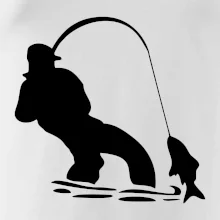 Rybář tahající rybu