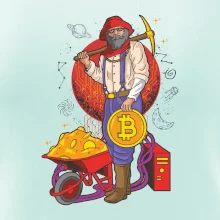 Horník těží bitcoiny