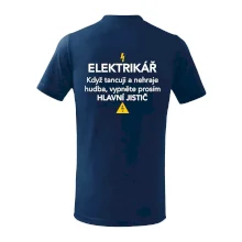Elektrikář - hlavní jistič - Nápis na zádech