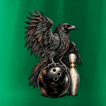 Bowling havran s koulí a kuželkou