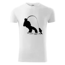 Rybář tahající rybu