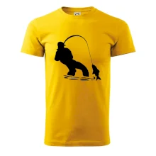 Rybář tahající rybu