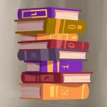 Knihomol stojící knihy