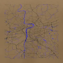 Praha - Mapa s vodními toky