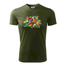 Peace symbol prorostlý květinami