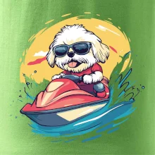 Lhasa Apso na vodním skútru