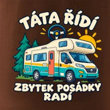 Táta řídí zbytek posádky radí rodinný karavan