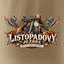 Listopadový motorkář se strojem a ohnivými křídly