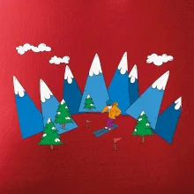 Lyžař a barevné hory