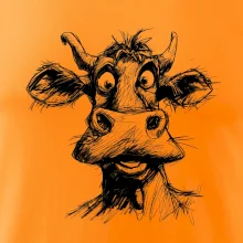 Černobílá karikatura světlá kráva hlava