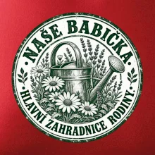 Naše babička hlavní zahradnice rodiny vintage konev