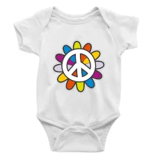 Peace symbol s kreslenou květinou