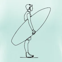 Surfař stojící jedním tahem