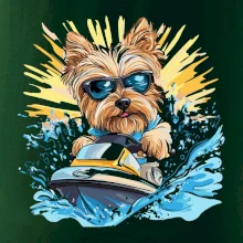 Yorkšírský teriér na vodním skútru