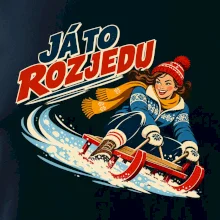 Rodinná vánoční trička - Já to rozjedu máma sáňkování