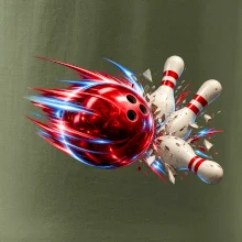 Bowlingová koule v akci a padající kuželky