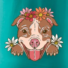 Americký stafordširský teriér hlava s květinami