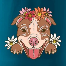 Americký stafordširský teriér hlava s květinami