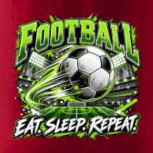 Fotbalový míč a stadion eat sleep repeat
