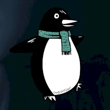 Tučňák se zelenou šálou