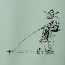 Kreslený rybář na pařezu