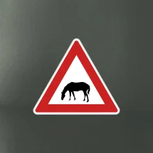 Dopravní značka - Pozor pasoucí se kůň