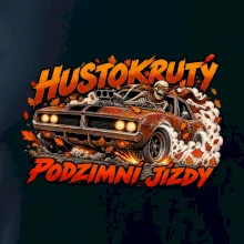 Kostlivec v rezavém bouráku na podzimní jízdě