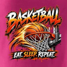 Basketbalový koš s míčem eat sleep repeat