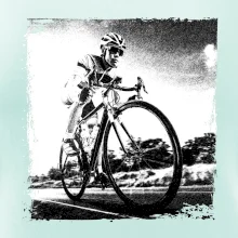 Cyklista černobílá cesta