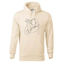 Fotografka stojící jedním tahem