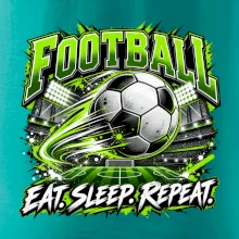 Fotbalový míč a stadion eat sleep repeat