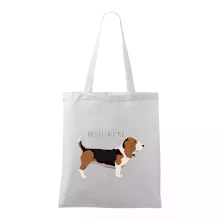 Basset hound pes s nápisem