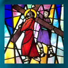 Vitráž - Ježíš a kříž