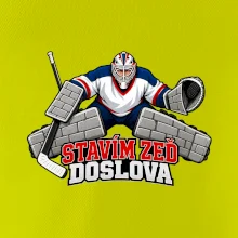 Hokejový brankář staví zeď
