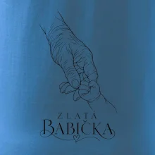 Zlatá babička s dětskou ručičkou minimalistická kresba