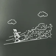 Kreslený lyžař na horách