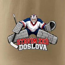 Hokejový brankář staví zeď
