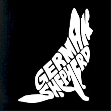 Německý ovčák sedící napis