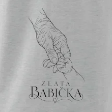 Zlatá babička s dětskou ručičkou minimalistická kresba