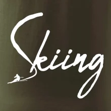 Skiing nápis lyžař