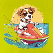 Jack russell teriér na vodním skútru