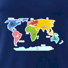 Světové kontinenty s názvy a zvířátky