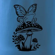 Goblincore černá houba se žábou